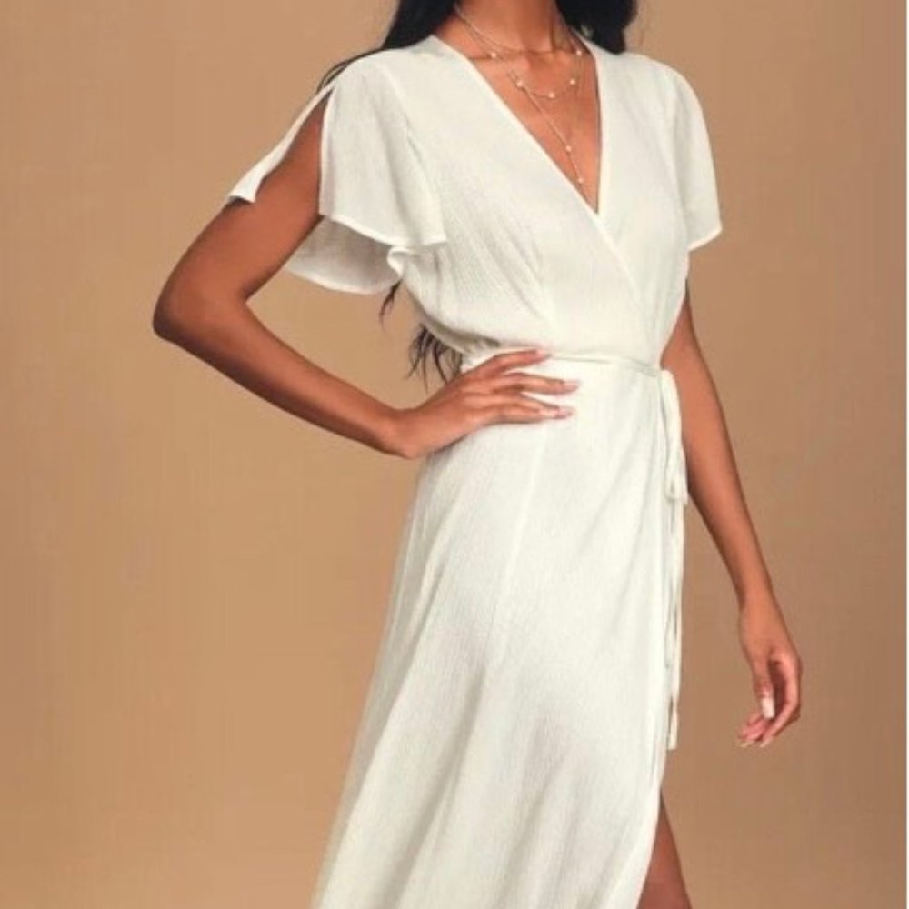 Lulu's White Wrap Maxi Dress